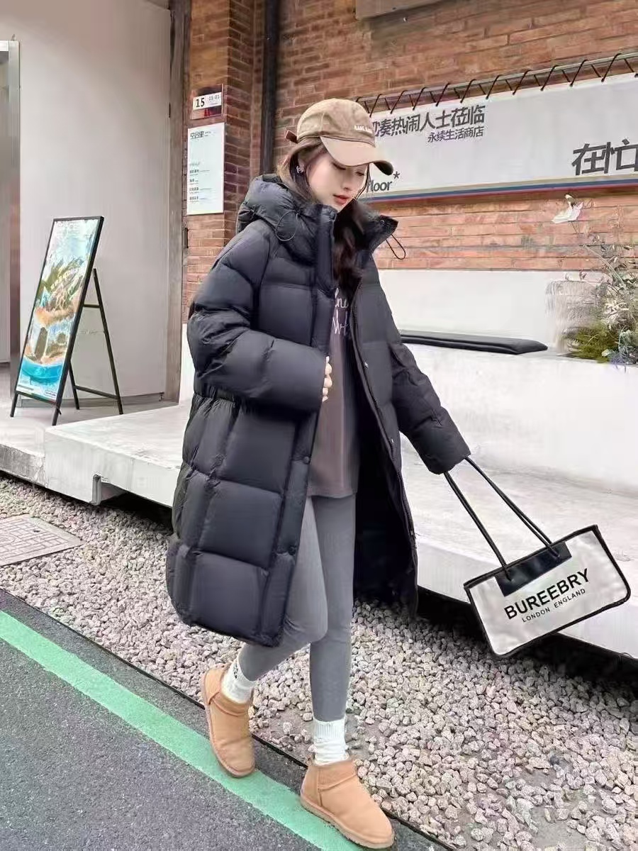 【HaHa直播】纯色拼接加厚时尚羽绒长袖包袖百搭款休闲秋冬