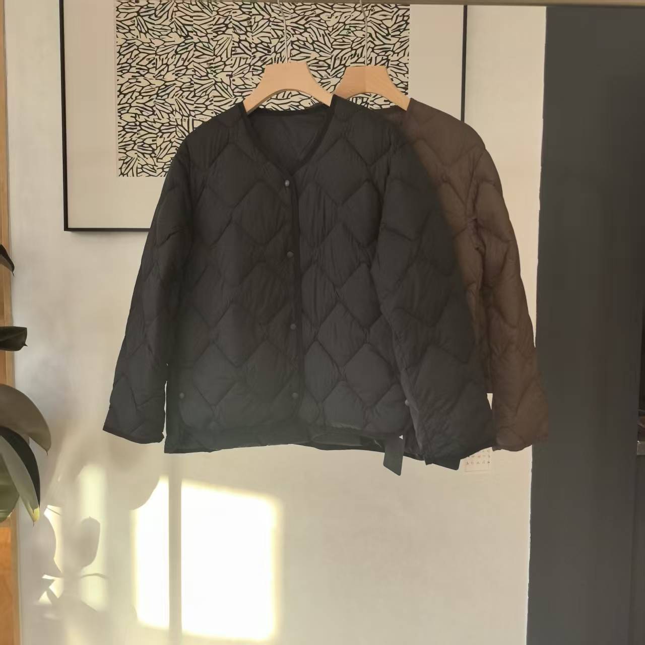 8679秋冬轻薄款保暖免烫菱格宽松90白鹅绒鹅绒服