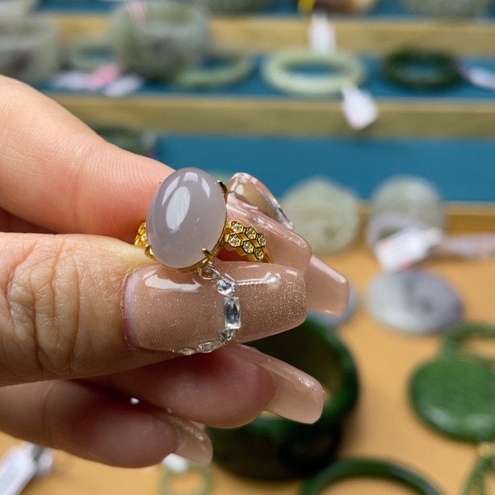 和田玉戒指银S925镶嵌