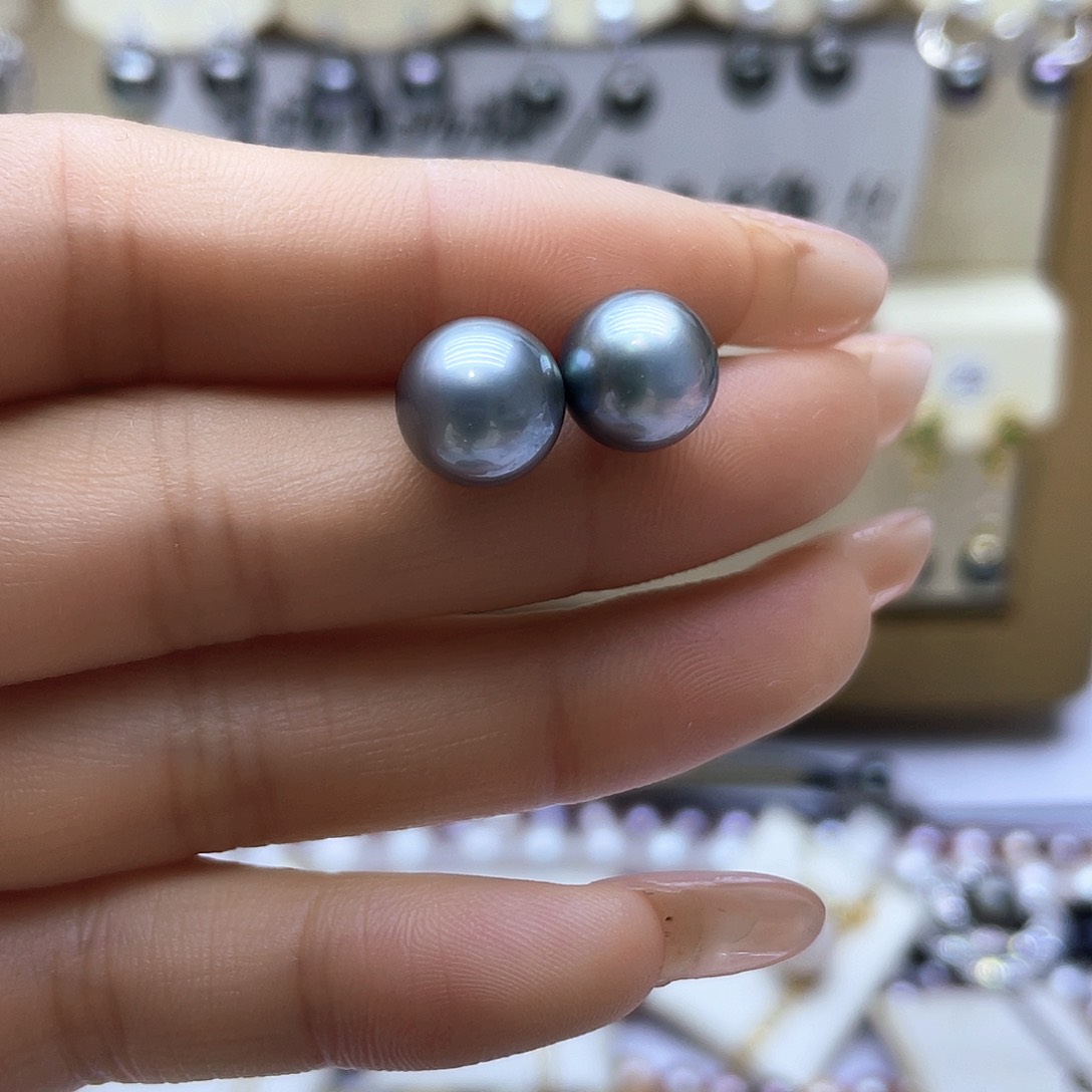 海水珍珠耳饰银S925镶嵌