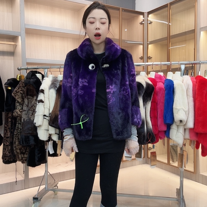 紫色立领貂皮yh0791