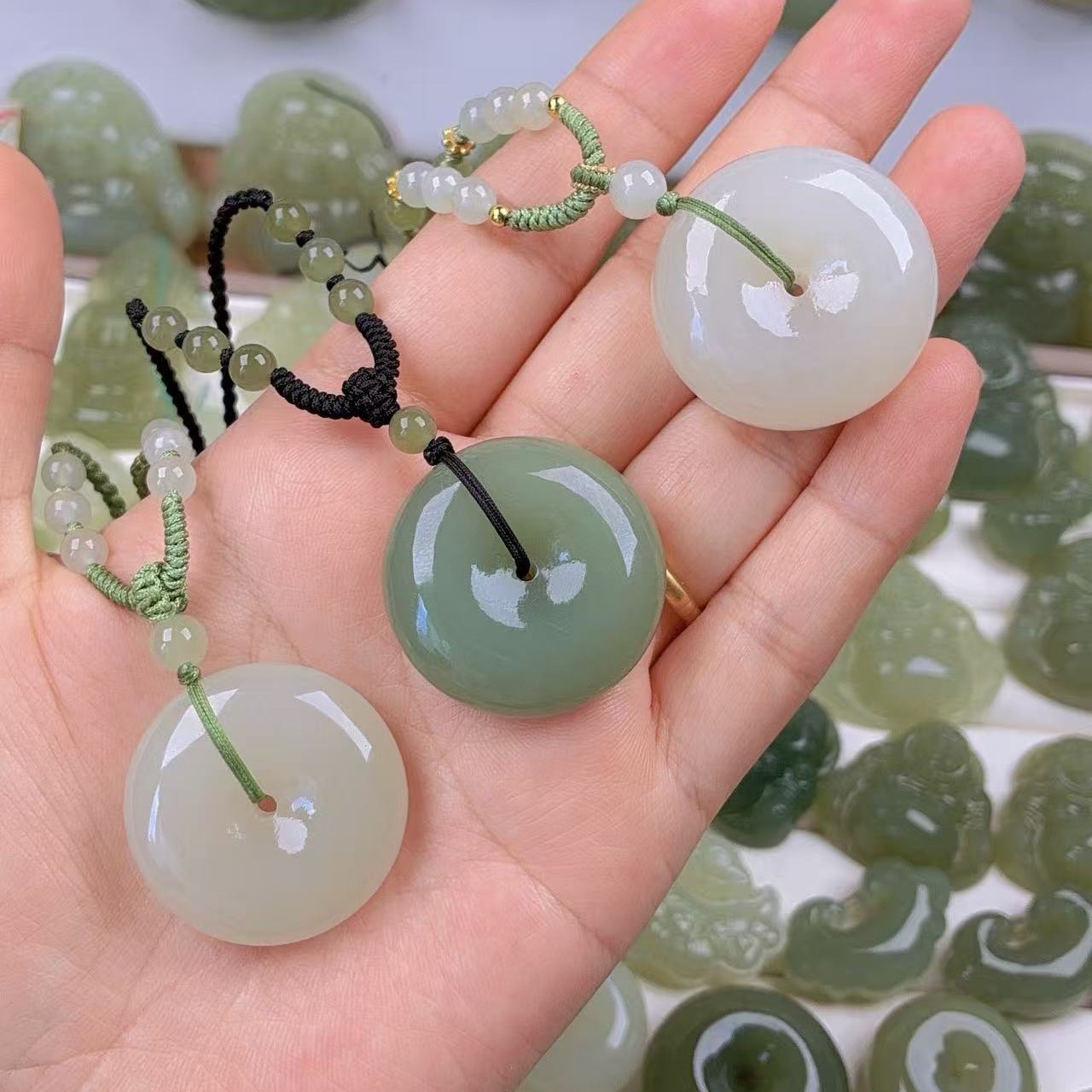 【新货】加厚福利和田玉平安扣吊坠男女情侣玉石玉佩儿童挂件