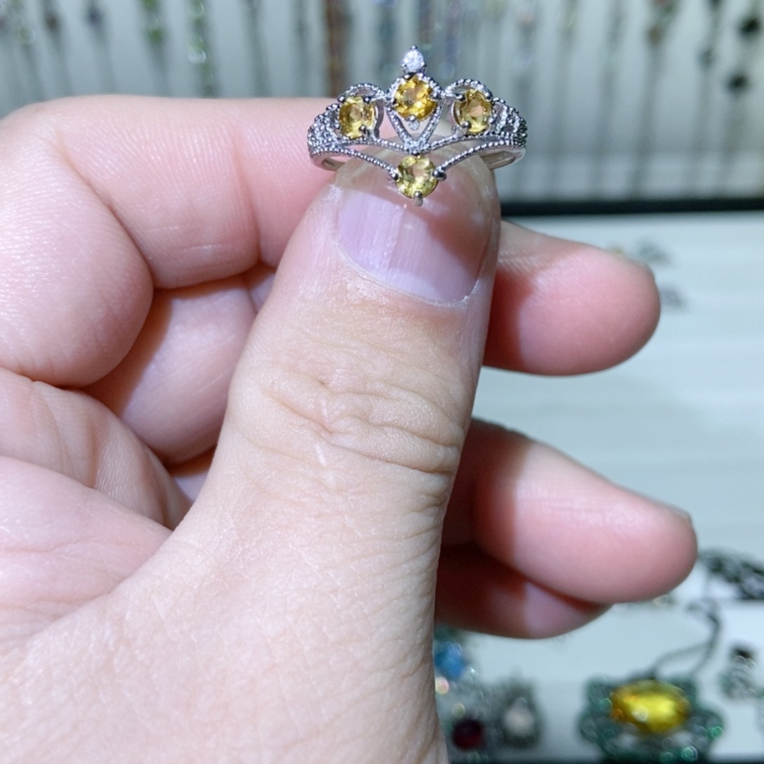 绿水晶戒指银S925镶嵌