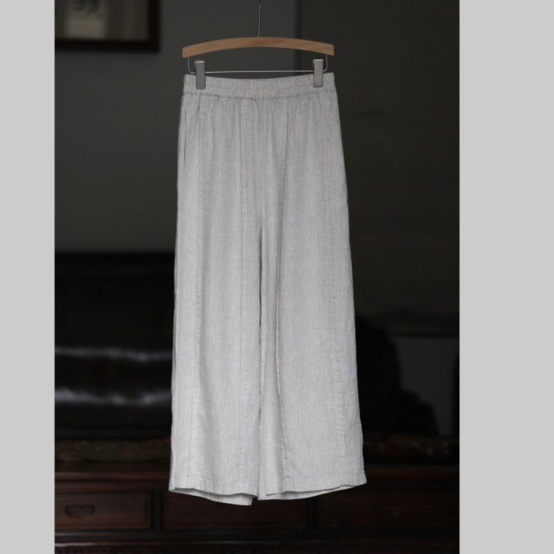 如素慢衣亚麻透气百搭阔腿裤36464