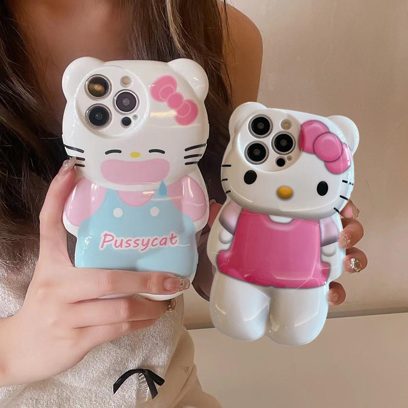 奥菲顿粉裙kitty小熊壳适用iPhone16/15promax手机壳苹果14防摔13
