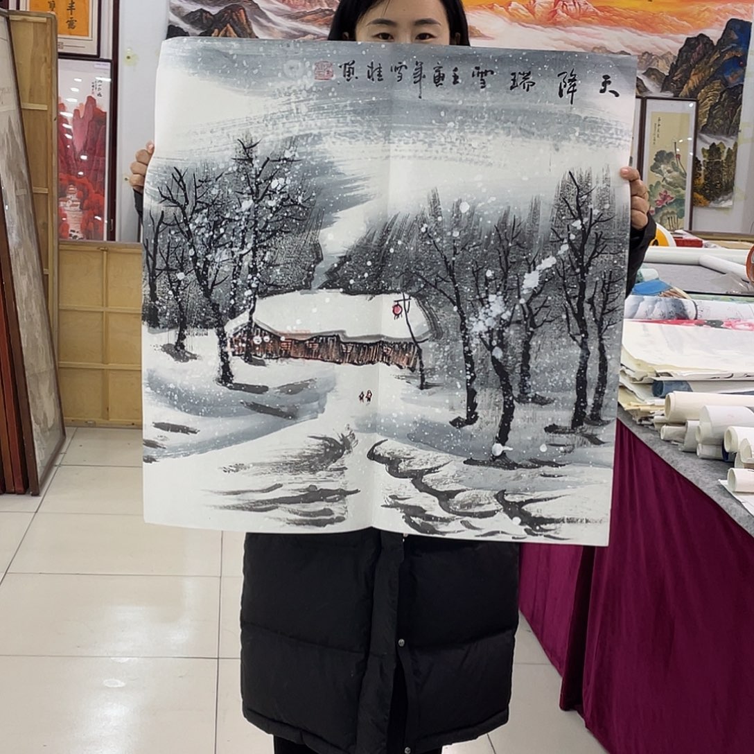 国画纯手绘的花鸟山水