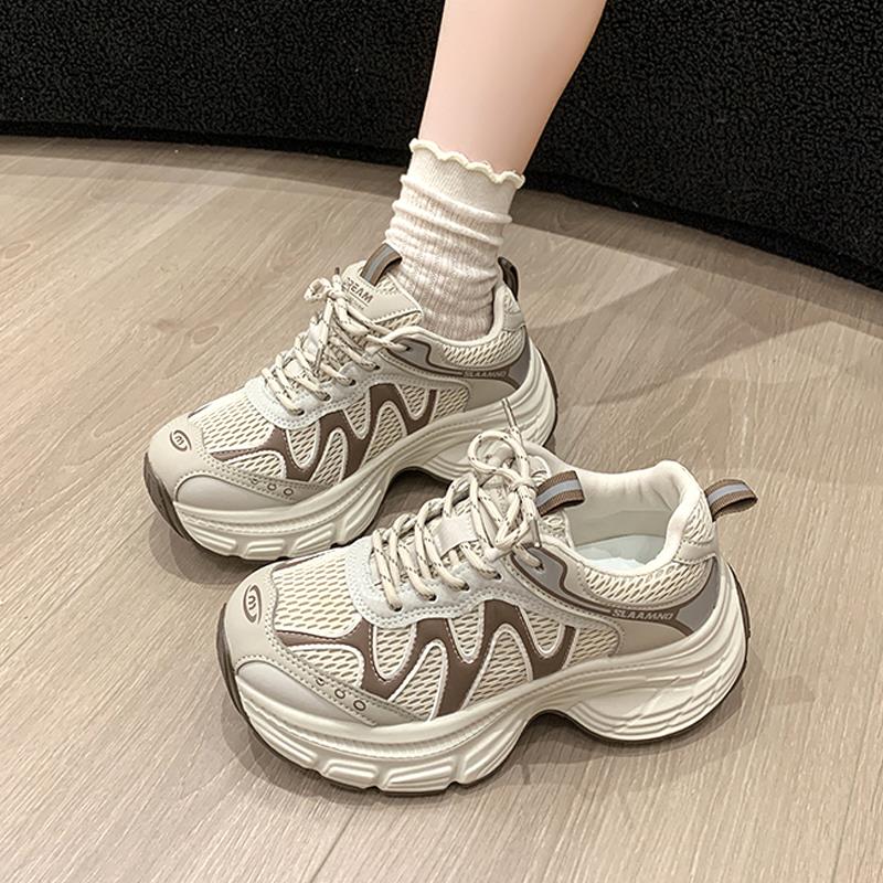 老爹鞋女款2025新款秋季网面透气运动鞋厚底增高轻便跑步鞋