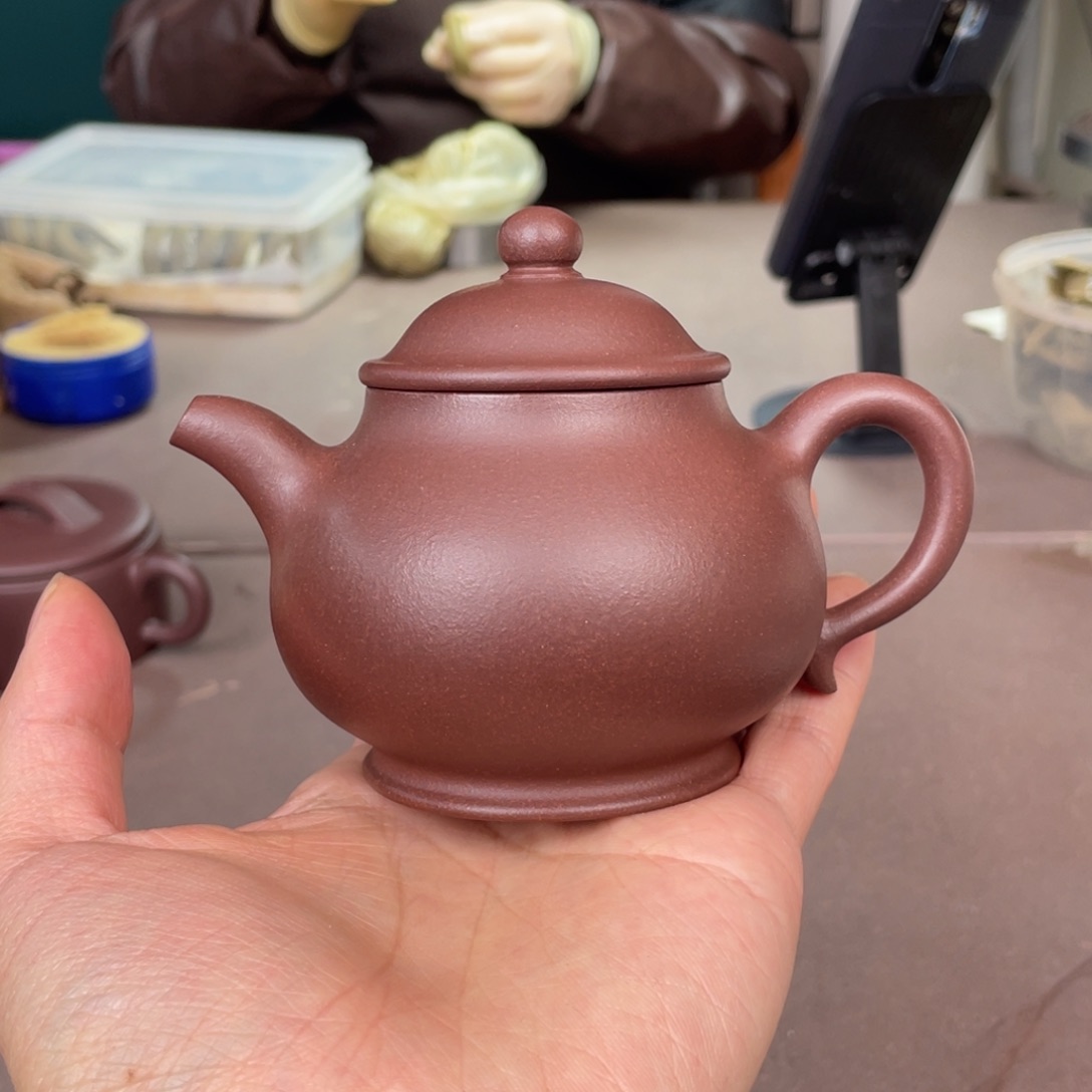 紫砂茶壶特价半手工紫泥潘壶180c c