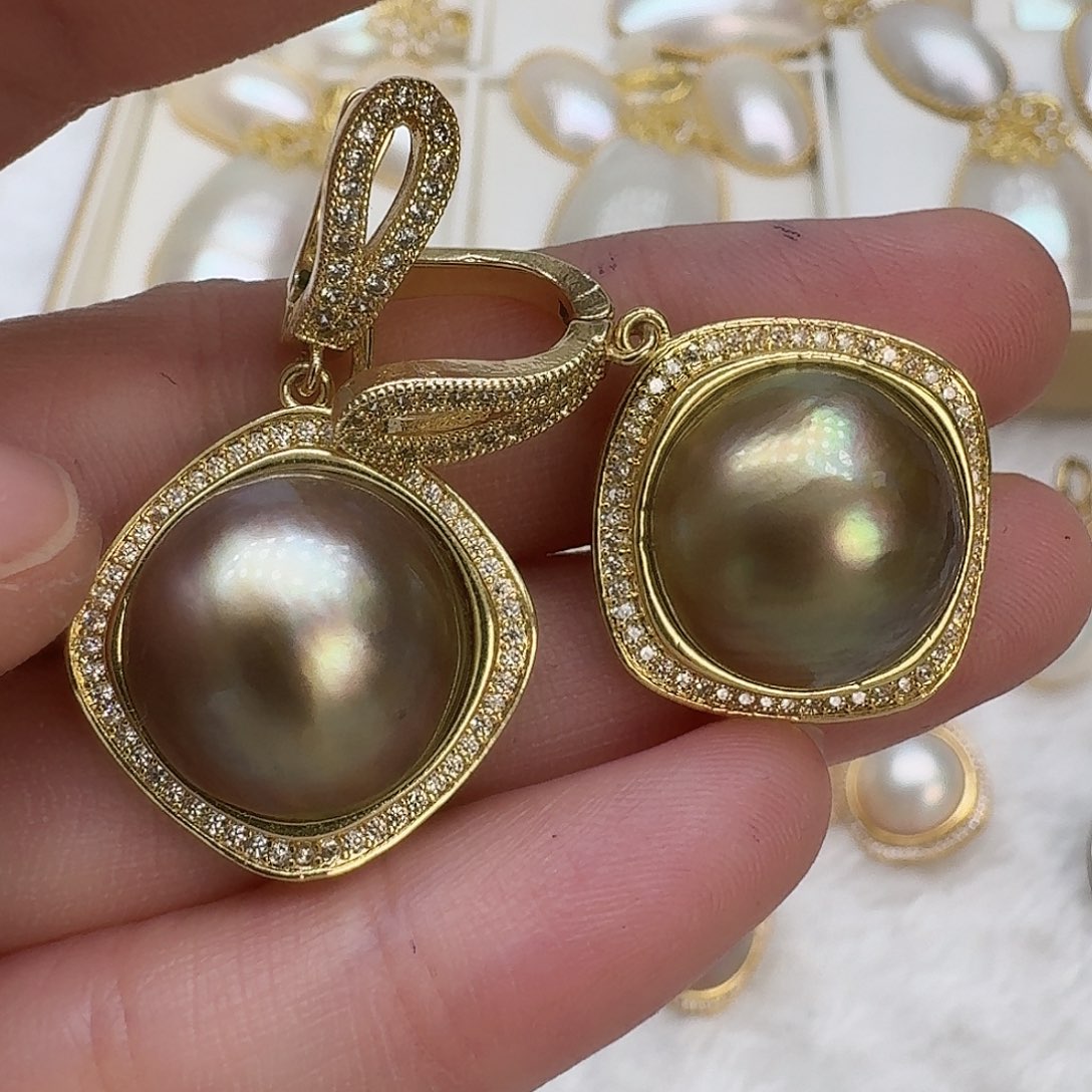 拼合珍珠（马贝珠）未镶嵌耳饰