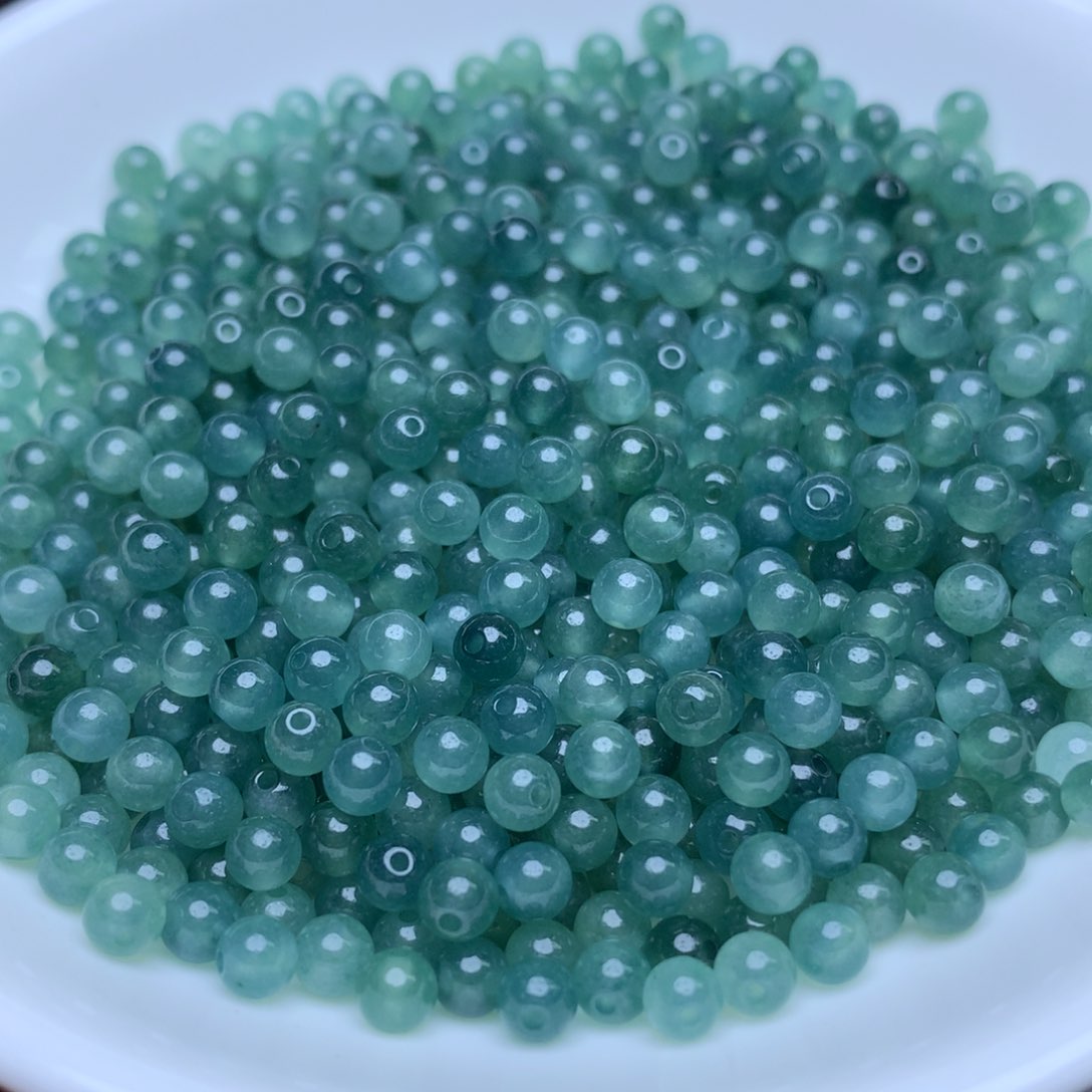 【闪购商品】翡翠手链未镶嵌卡4冰透蓝水33个