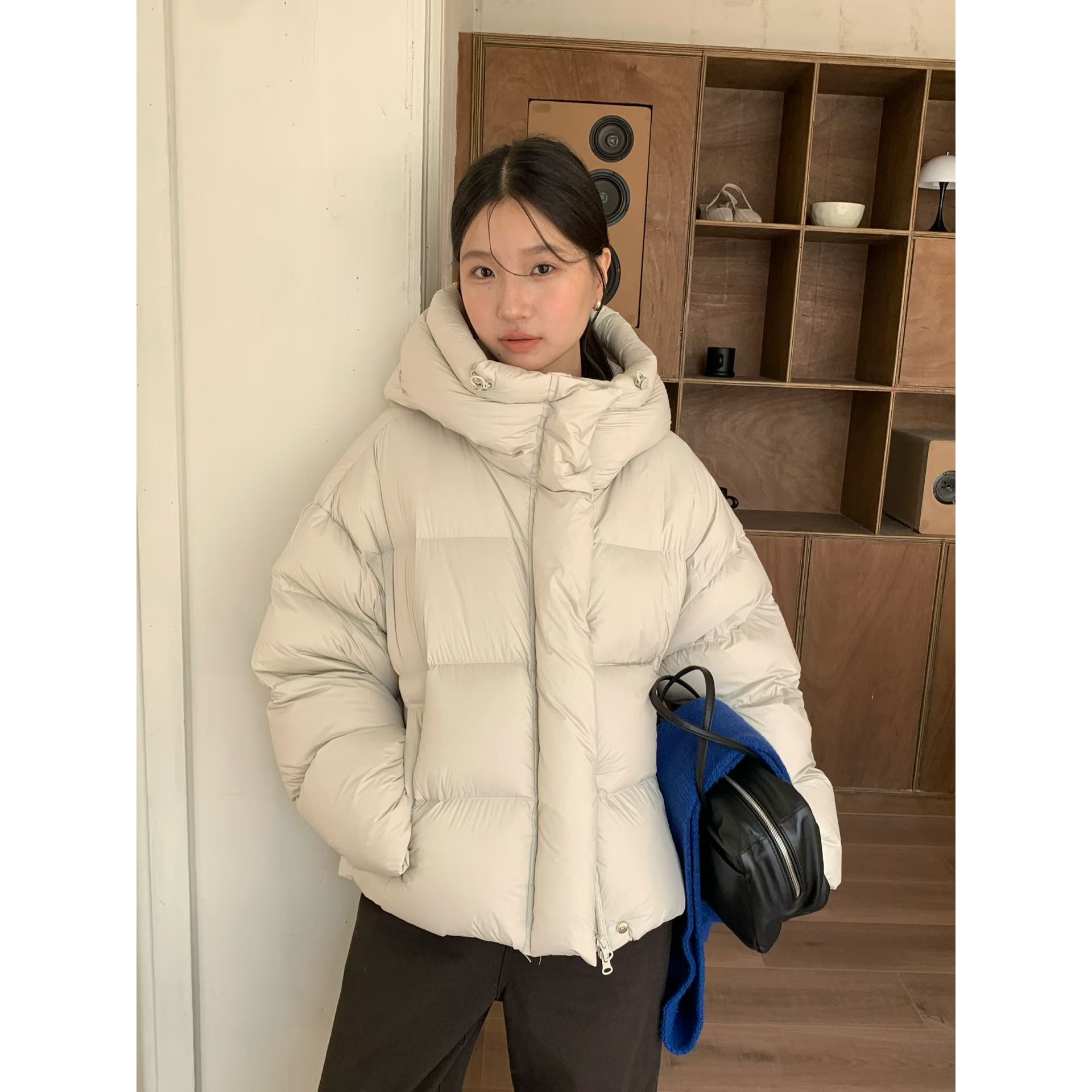 25021#『奶油小泡芙』越看越喜欢的连帽保暖羽绒服(充绒216克)
