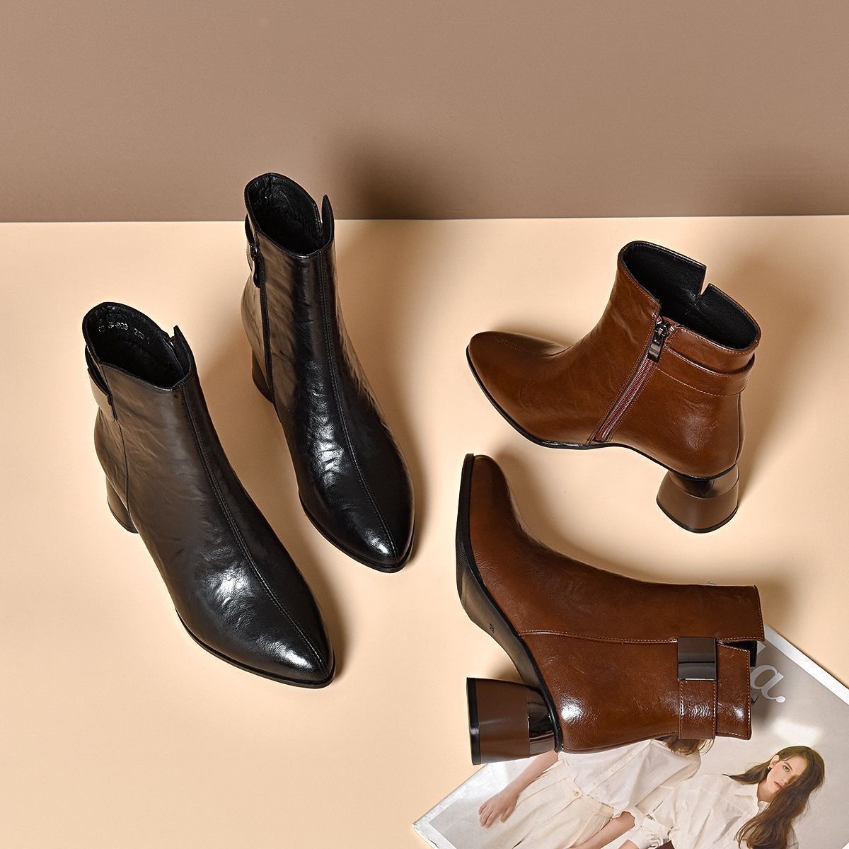【品牌力荐】2025秋冬纯色休闲百搭高级尖头气质舒适靴子1028