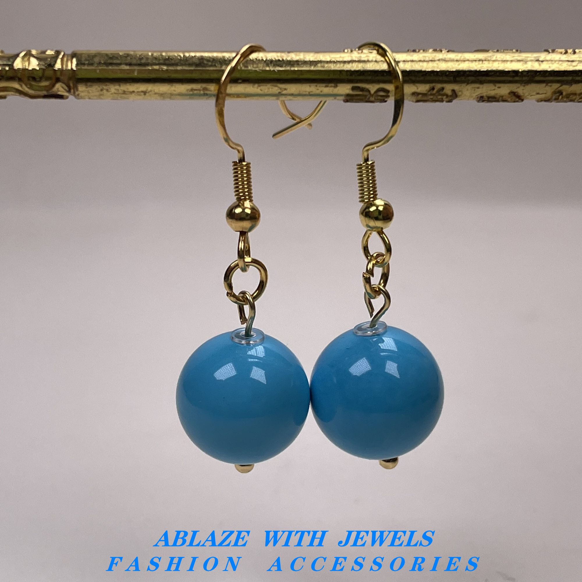 铜合金耳饰 【伲雅珠宝】USA经典蓝色耳环