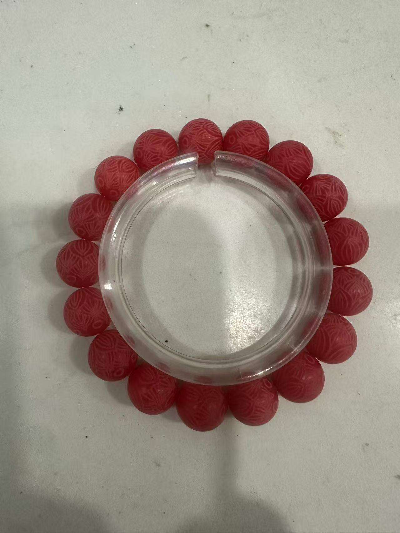 C300 红菩提根带雕刻1.2cm单圈手串