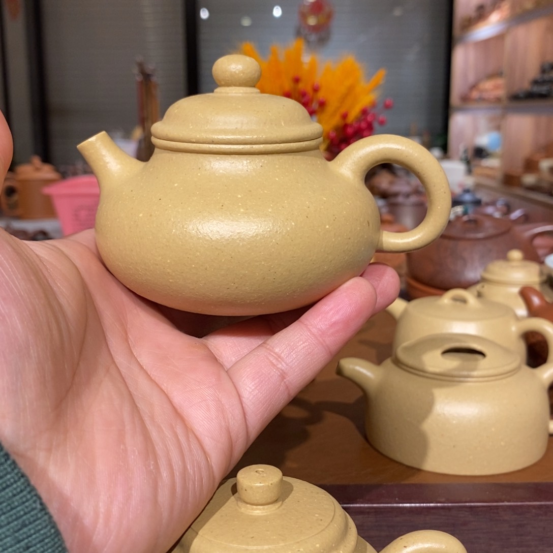 紫砂茶壶细*原矿本山绿泥之梨皮绿泥容天215cc