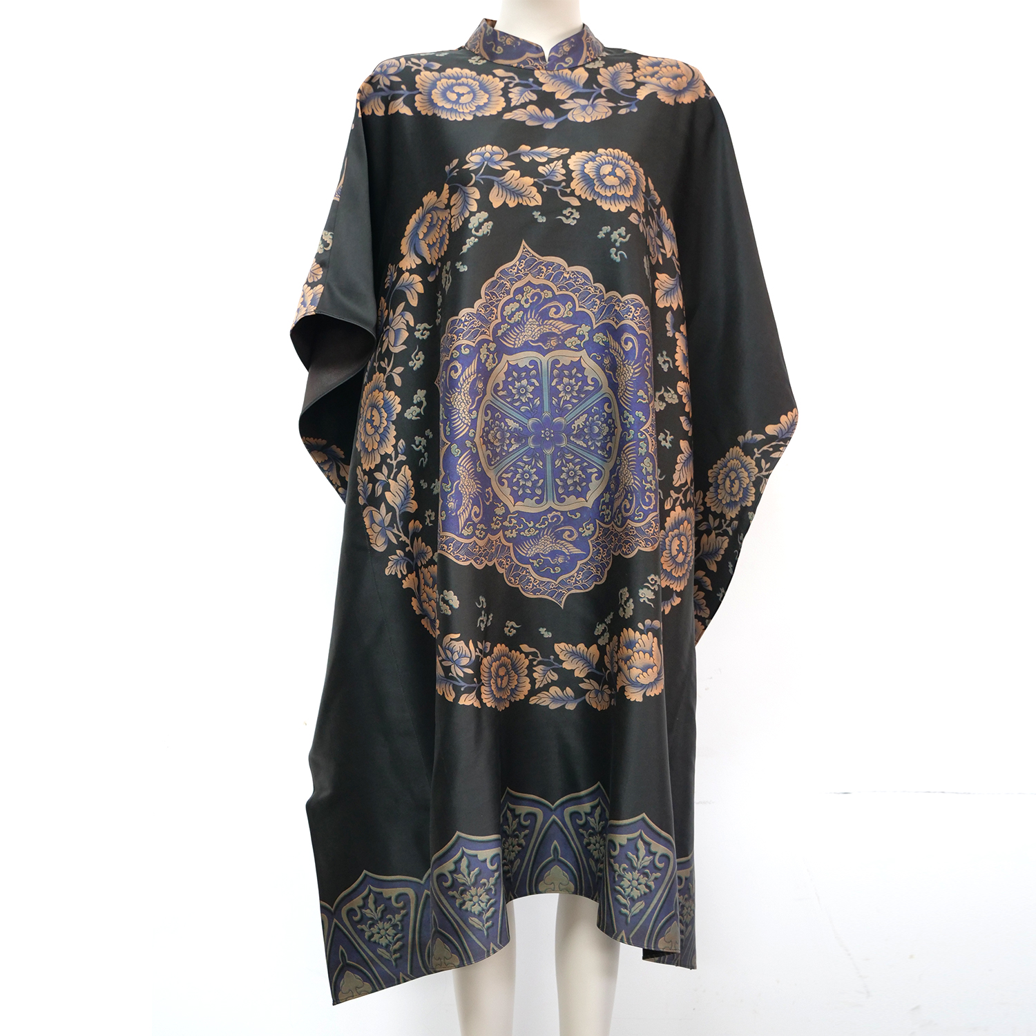 【娇娇美娇】娑尔重缎香云纱卷草纹连衣裙SJ4LF03807