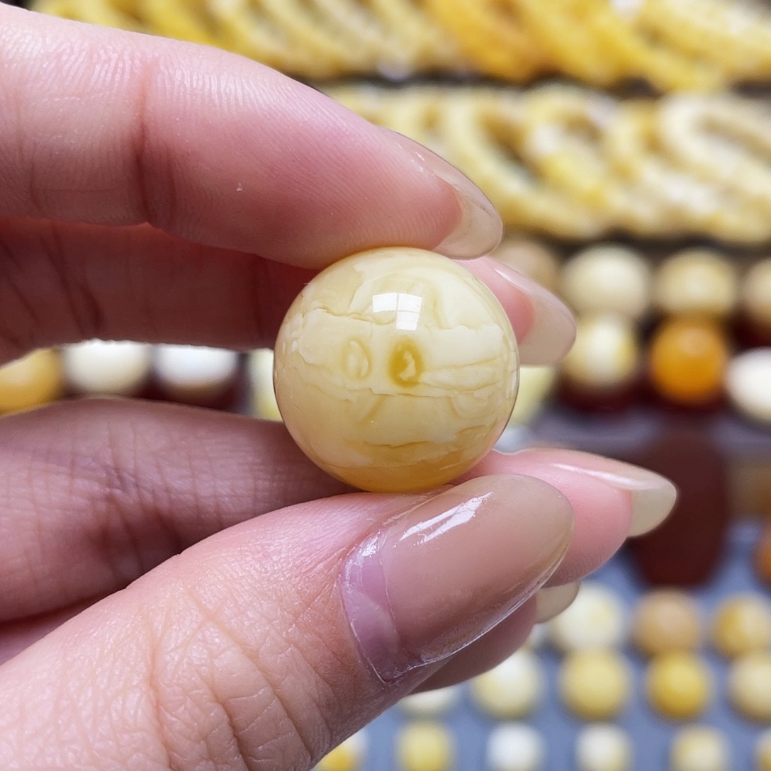 琥珀裸石未镶嵌蜜蜡圆珠18.4mm