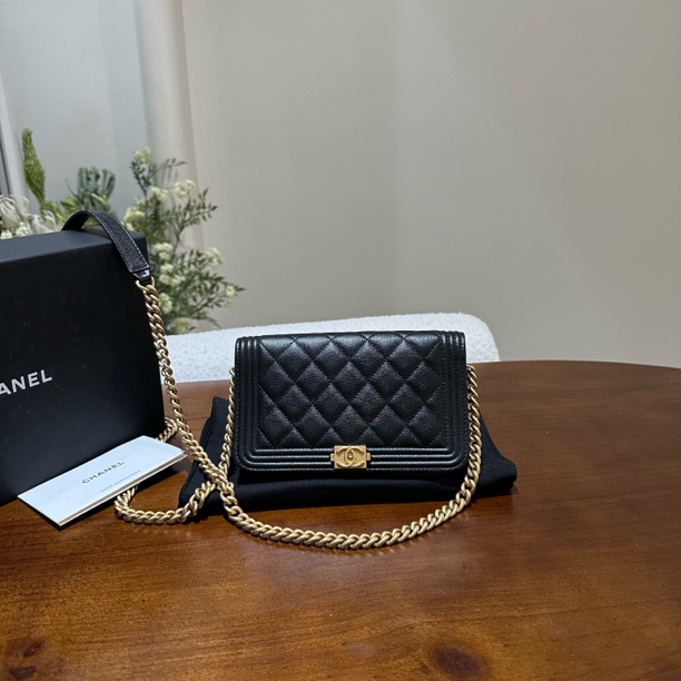 99新 Chanel/香奈儿 黑金Leboy woc22芯片牛皮US58125