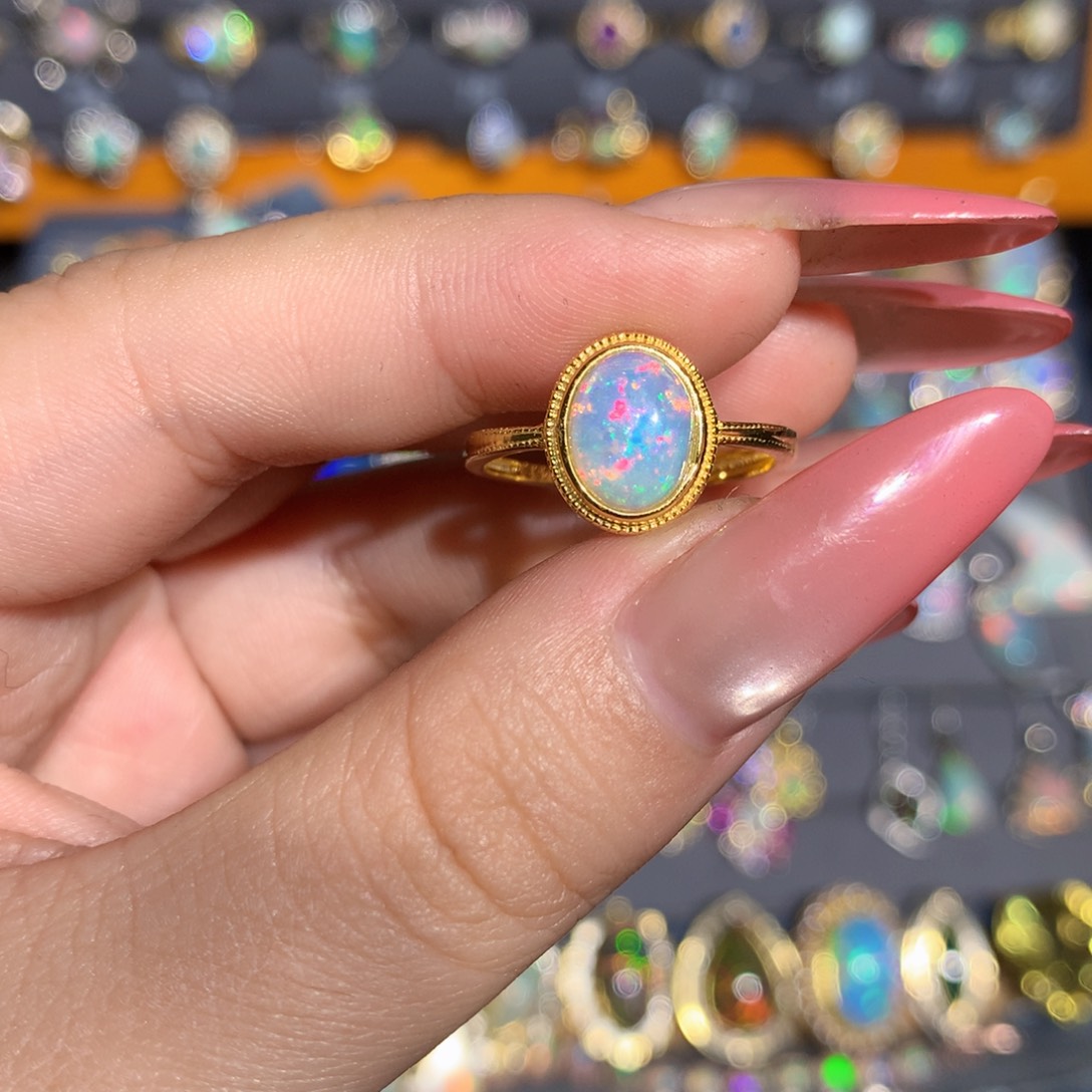 银S925镶嵌欧泊欧泊戒指l蛋*饭