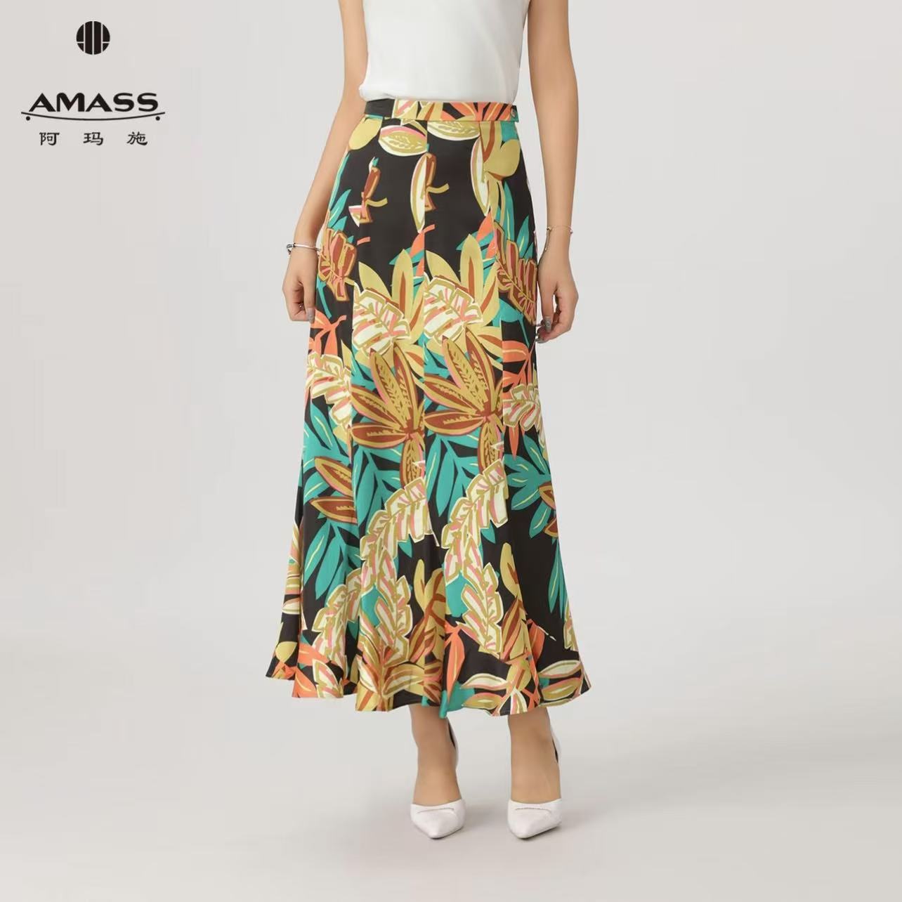 AMASS/阿玛施优雅高腰碎花时尚春季新款花纹半身鱼尾裙5200385