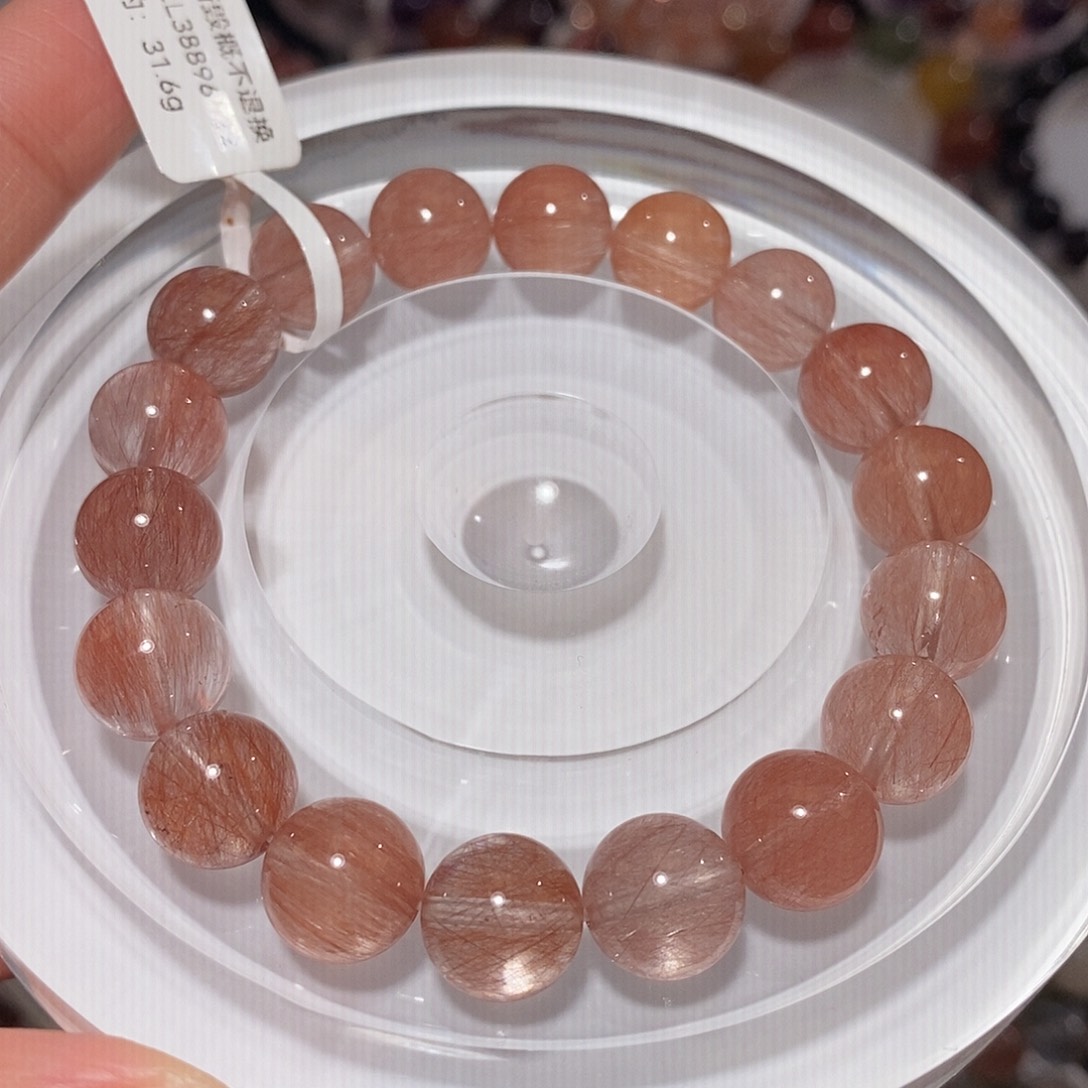 未镶嵌水晶手链F粉兔毛10.5