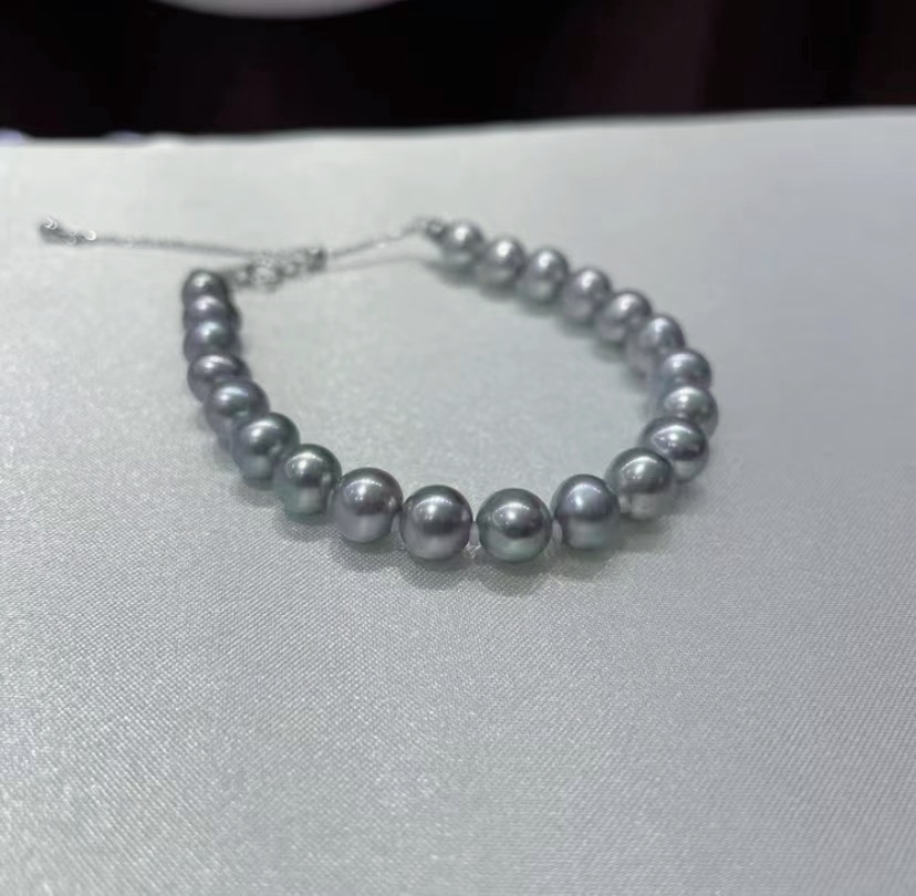 【颖姐专属】天然特选铂金灰珍珠手链 经典百搭 027A