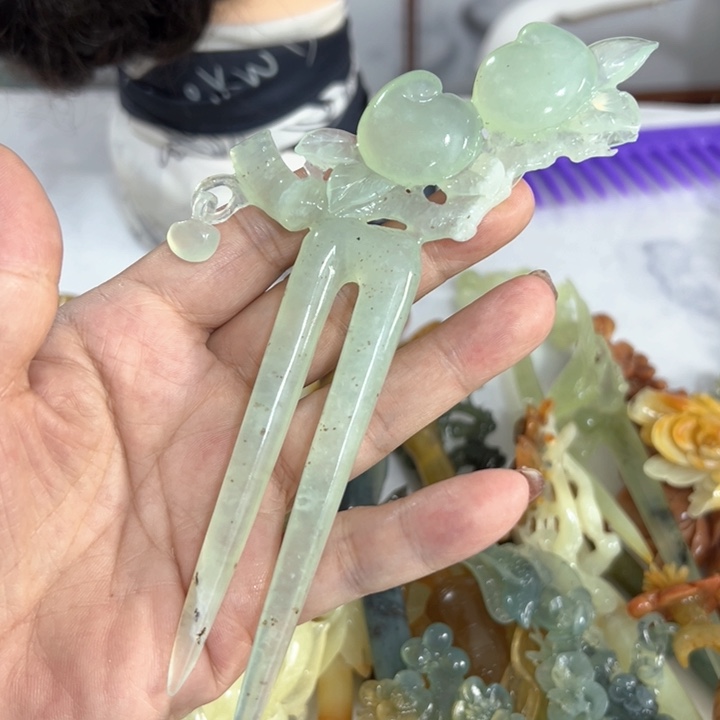 定制蛇纹石玉毛货发饰