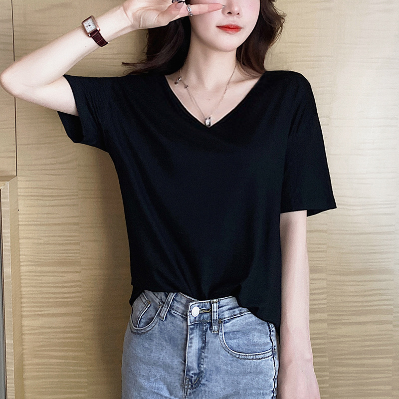 衣长55公分t恤女短袖t恤女夏圆领宽松内搭打底衫外穿半袖白色上衣