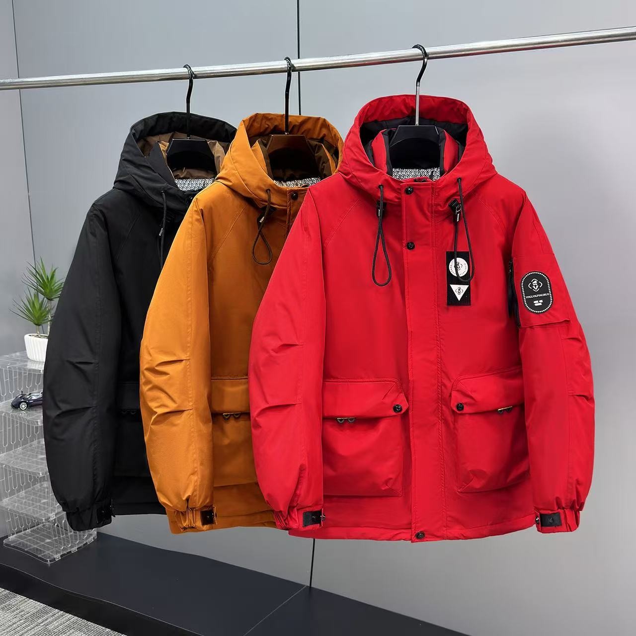 胖哈哈高品质加肥加大冬季新款加厚连帽中长款棉服男防寒服棉衣