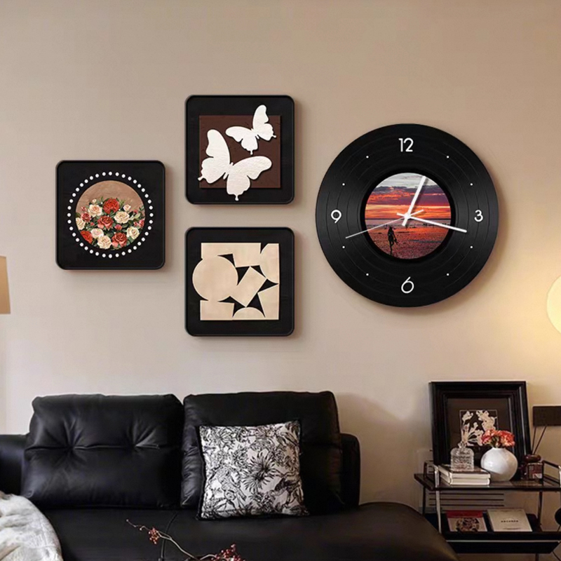 AR-003法式中古客厅装饰画海景黑胶唱片挂钟沙发组合挂画捡漏4