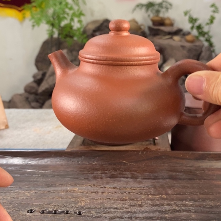 紫砂茶壶红降坡容天180左右的容量半手制作