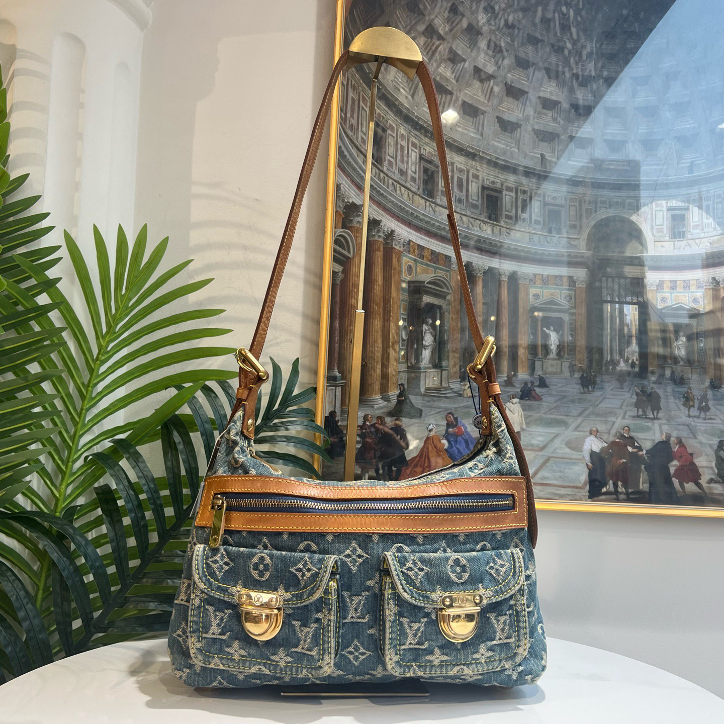 95新 LouisVuitton/路易威登 多宝二奢/66680/丹宁牛仔包