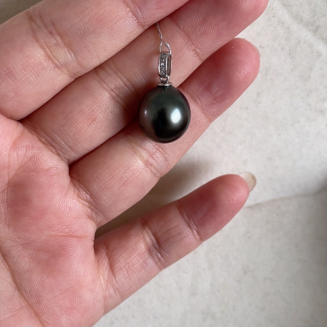 海水珍珠吊坠(不含链)18K金镶嵌12-13mm