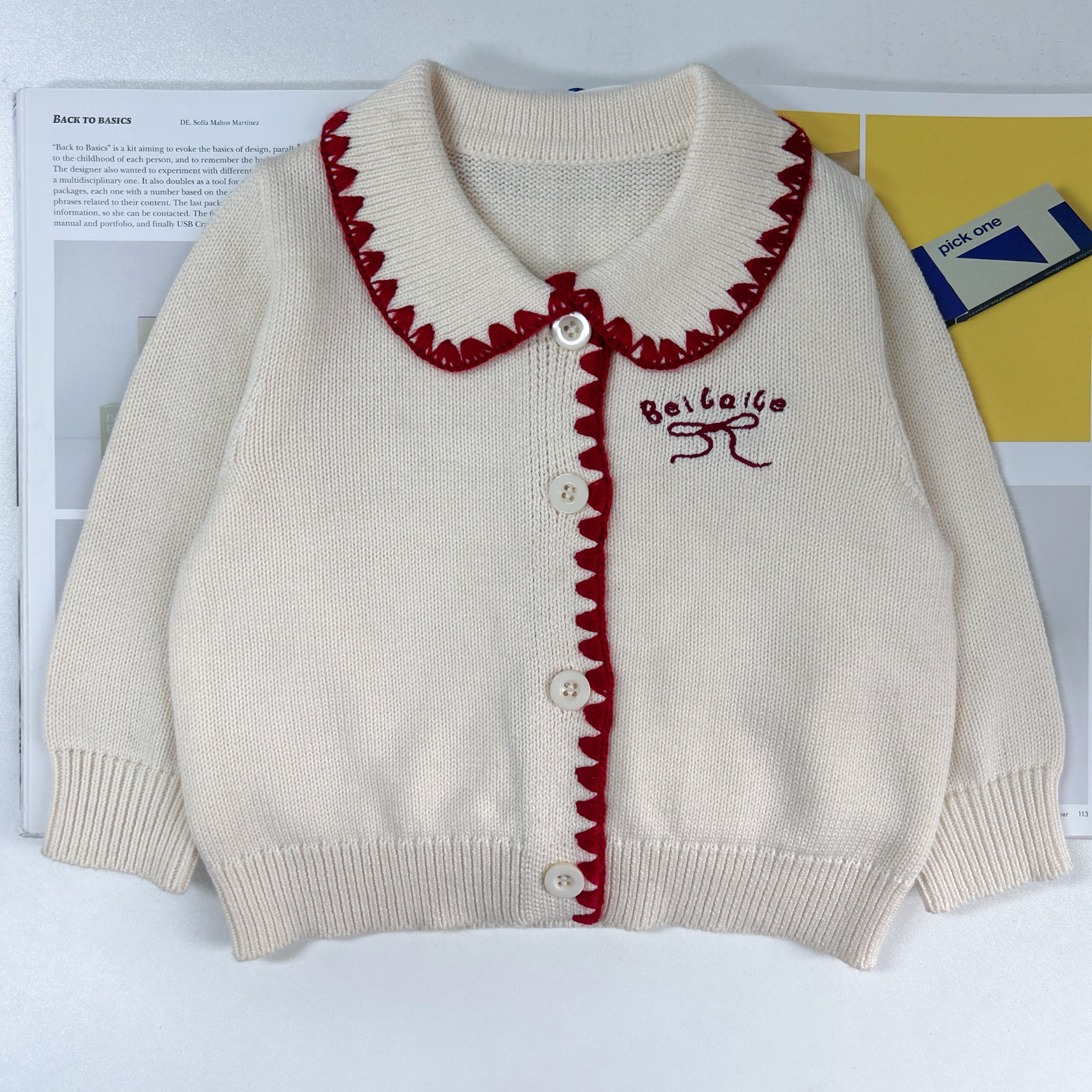 【撞色翻领刺绣毛衣】婴儿童上衣服刺绣毛衣男童宝宝春装秋季KK