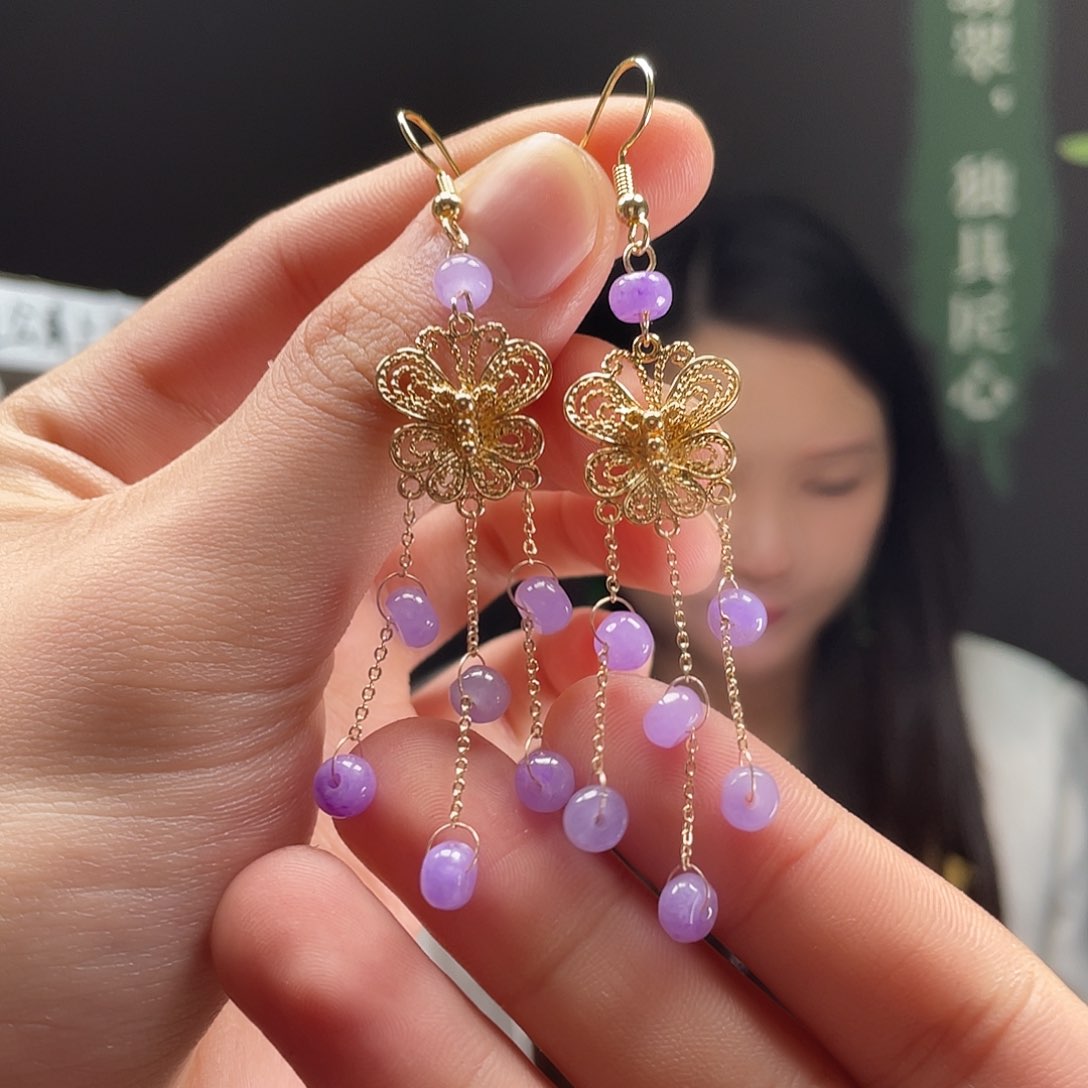 翡翠耳饰合金翡翠