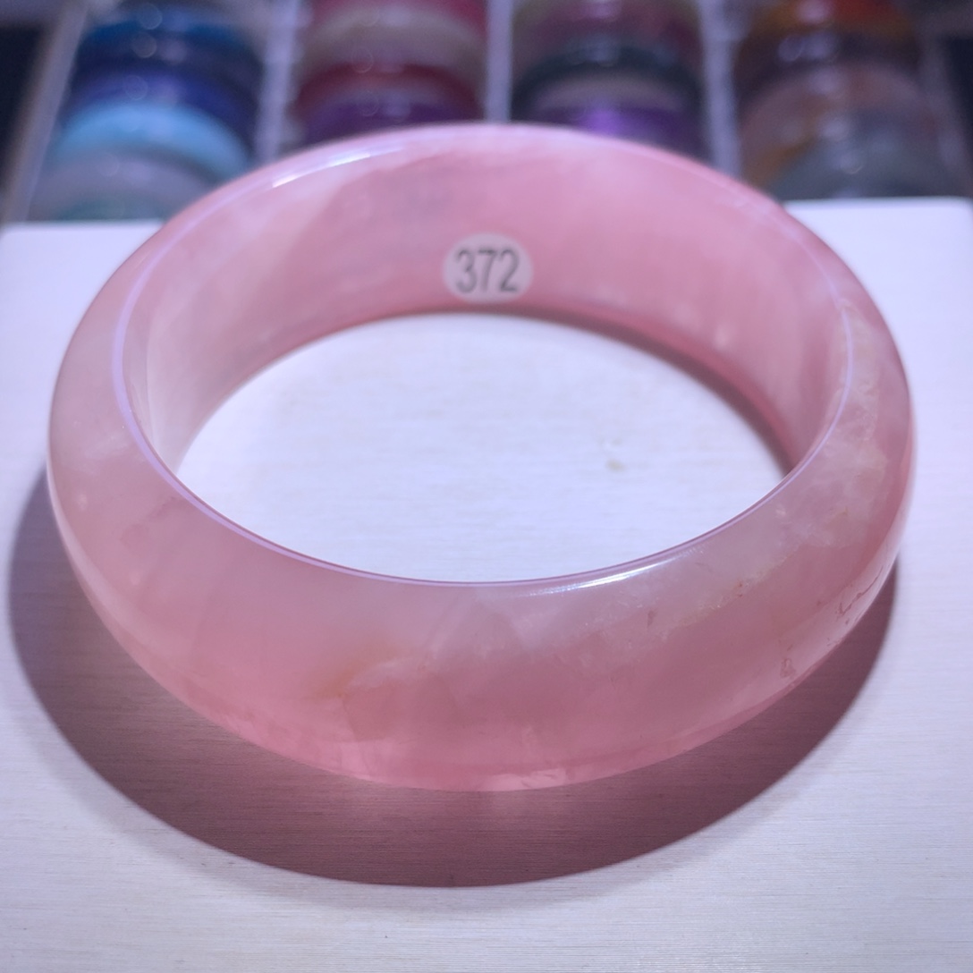 水晶银S925镶嵌手镯老矿粉晶61.1圈372