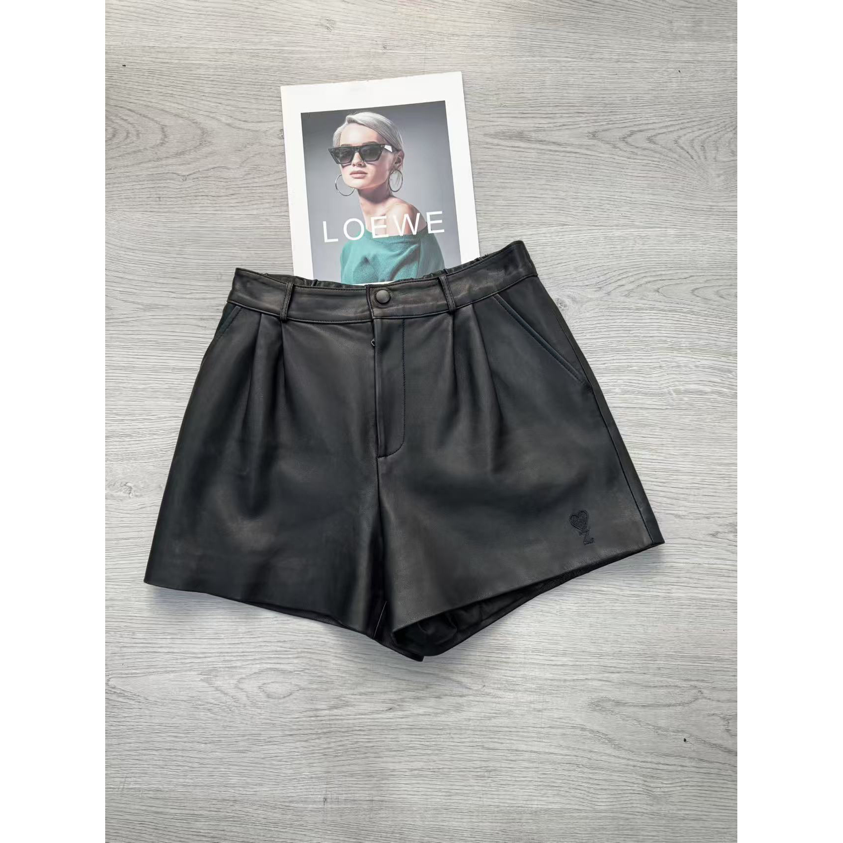 （真皮绵羊皮阔腿皮短裤）休闲百搭显瘦款真皮绵羊皮皮裤绵羊皮短裤