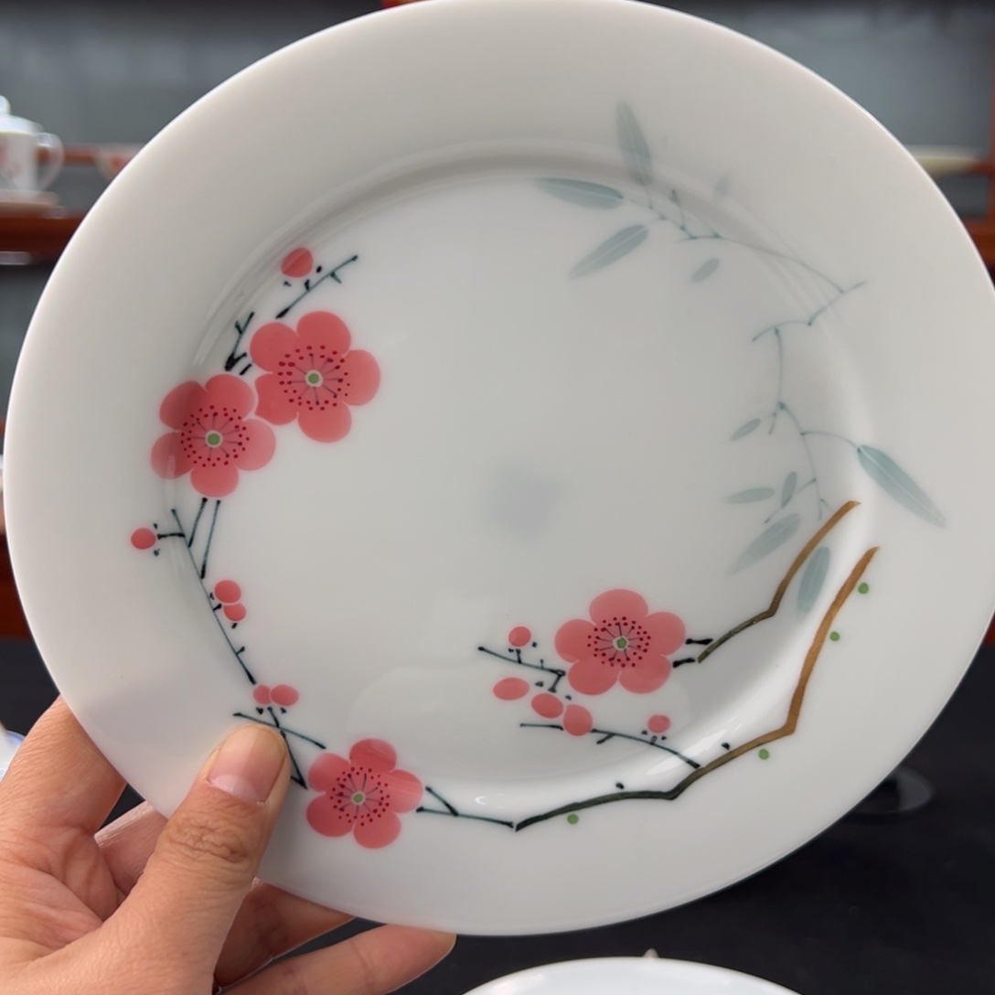 翠竹红梅7寸观赏平盘