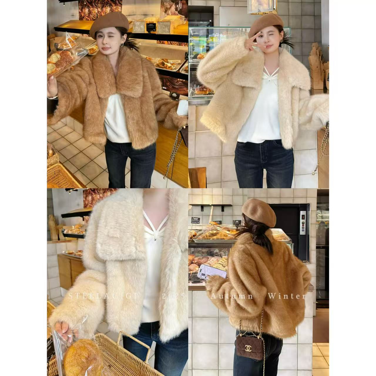 SG / 郭幂幂 AW  冬日千金风 百搭保暖翻领毛毛外套WT-20253128