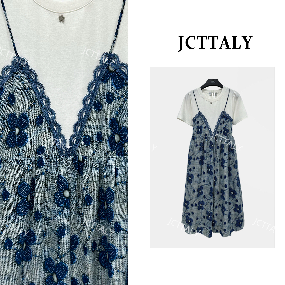 【Linda】【31】百搭时尚蕾丝显瘦法式减龄假两件连衣裙NH-A188