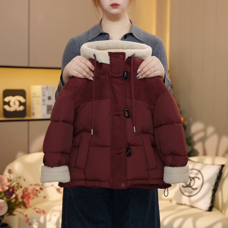 【糖宝魔豆】女童拜年服冬装加厚红色棉服新款洋气外套女孩冬季棉衣