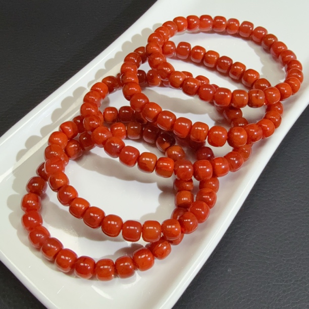 【伟伟鉴定】南红 原矿无胶 老型手串 7-8 多样性发货发一件