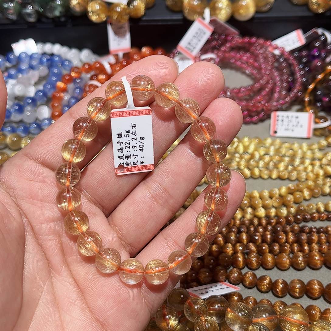 水晶手链未镶嵌玮*宝金发晶手串