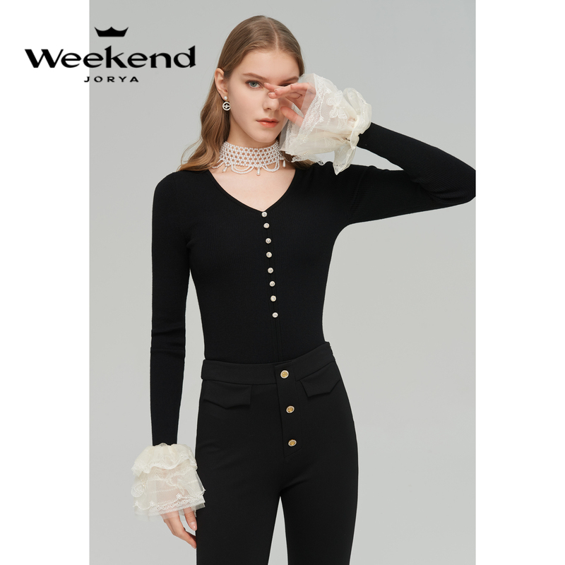 【赵老板专属】卓雅周末春气质显瘦蝴蝶刺绣针织衫上衣EJWDAX19