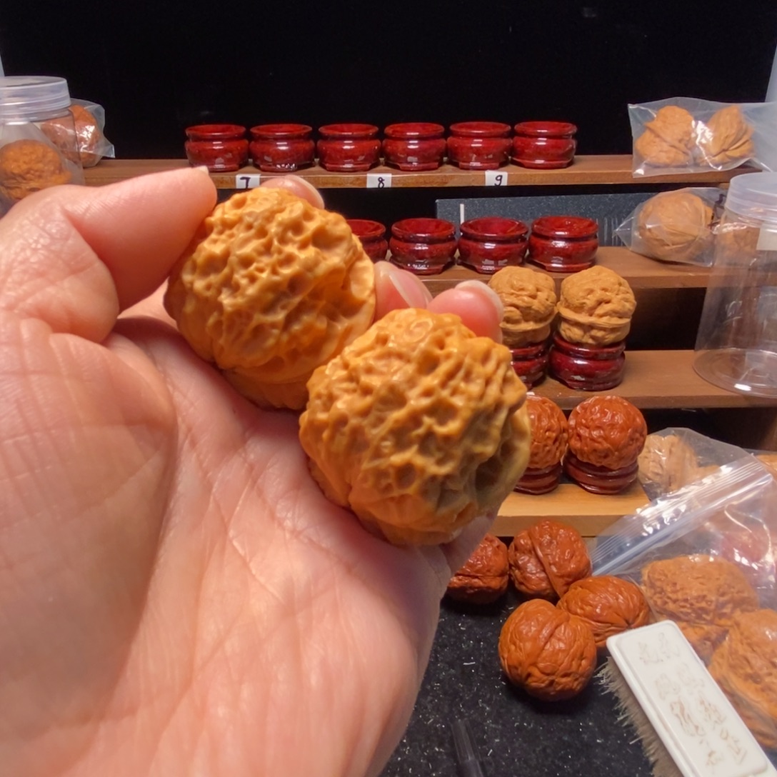 束***己文玩核桃把件珊瑚绣球40尺