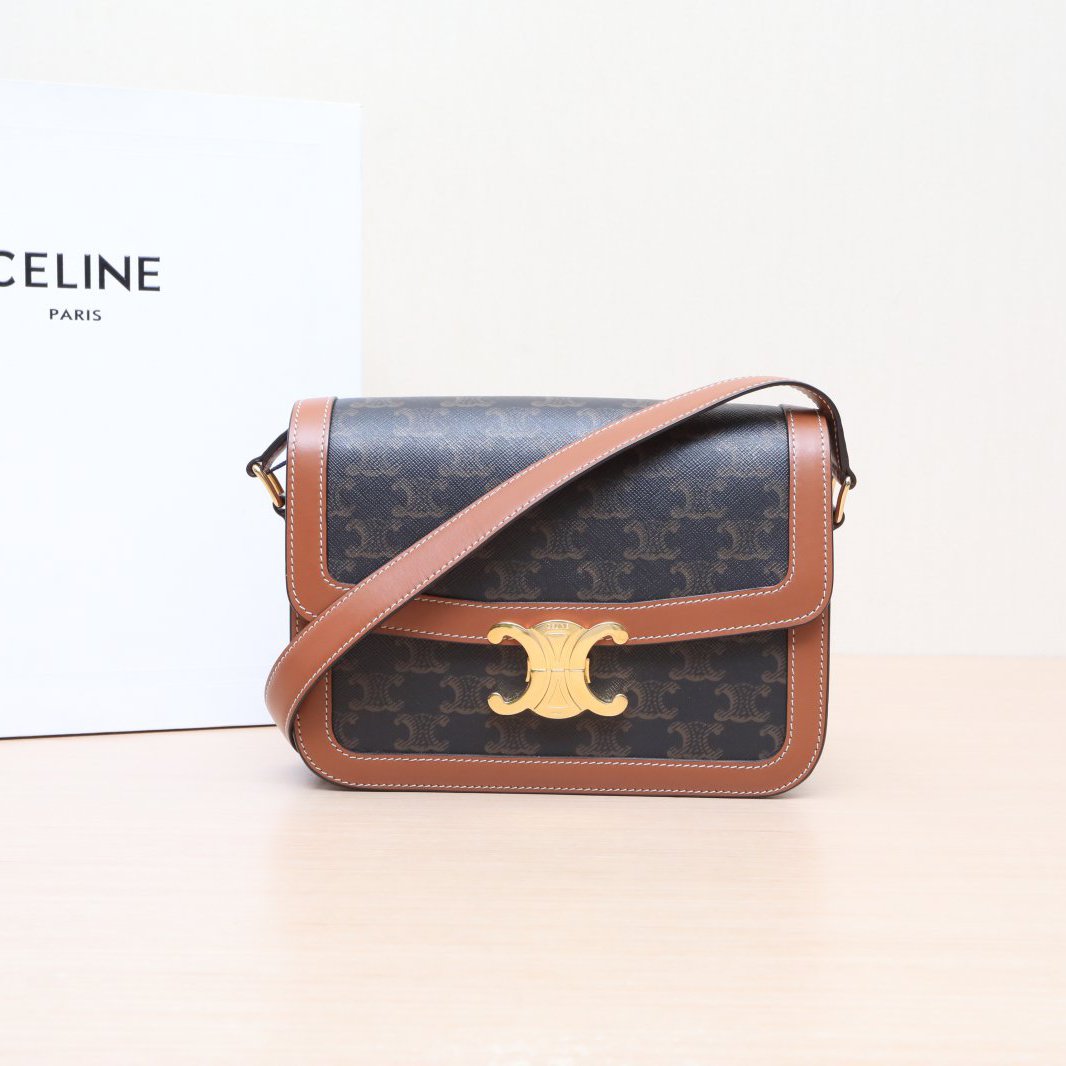 95新 Celine/思琳 小花姑姑335861凯旋门 金属锁扣 中号 老花包