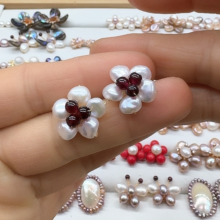 淡水珍珠耳饰银S925镶嵌