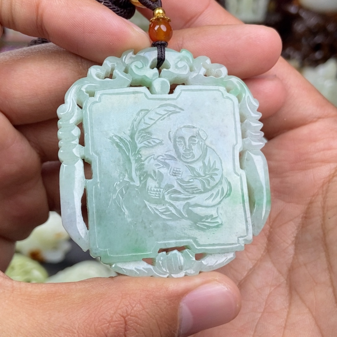翡翠未镶嵌挂件福寿