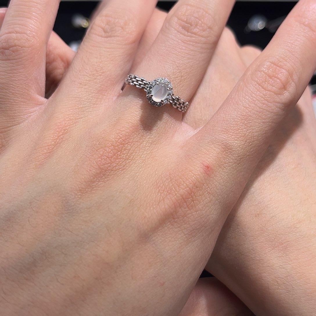 翡翠戒指银S925镶嵌67889