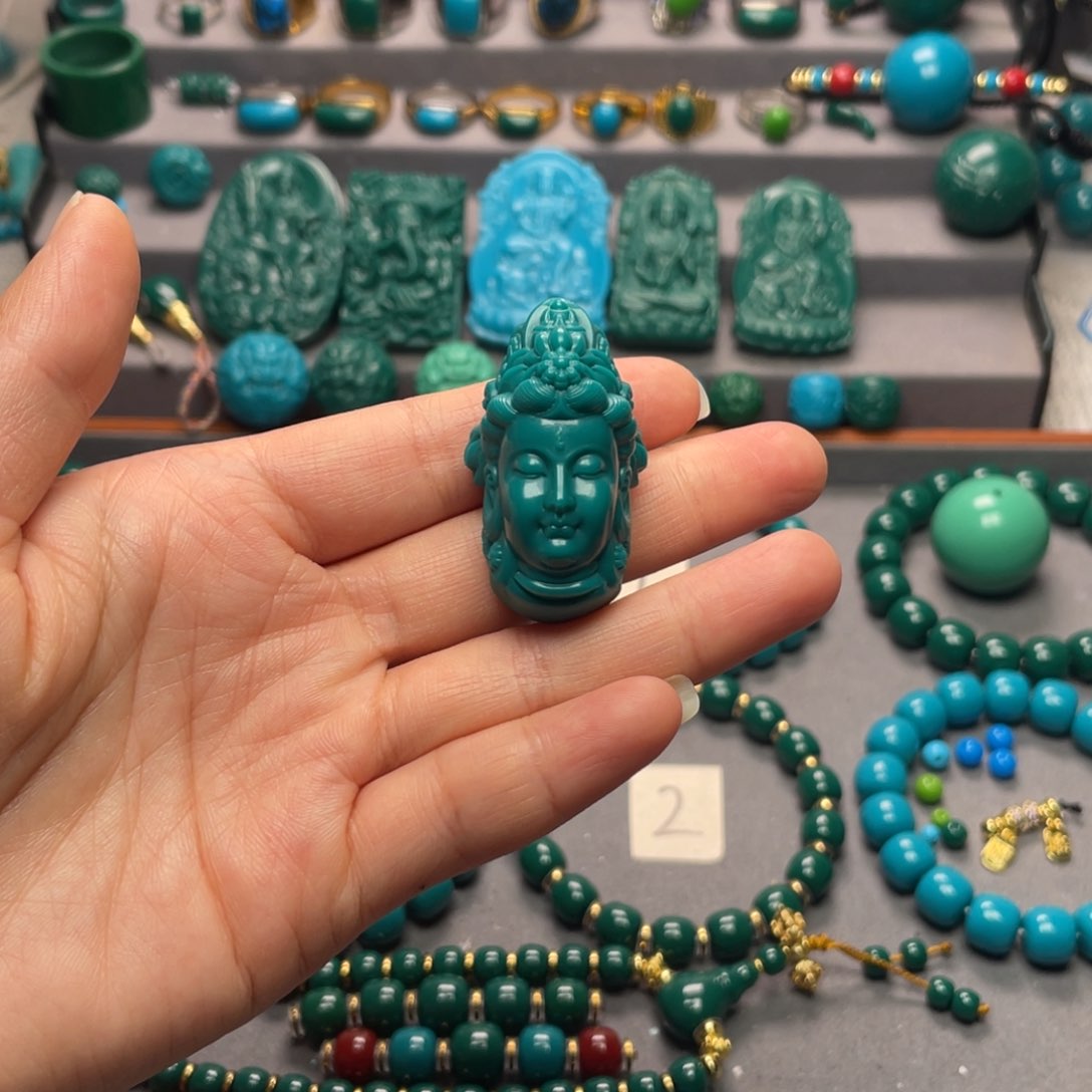 石材健****贺蓝绿观音头
